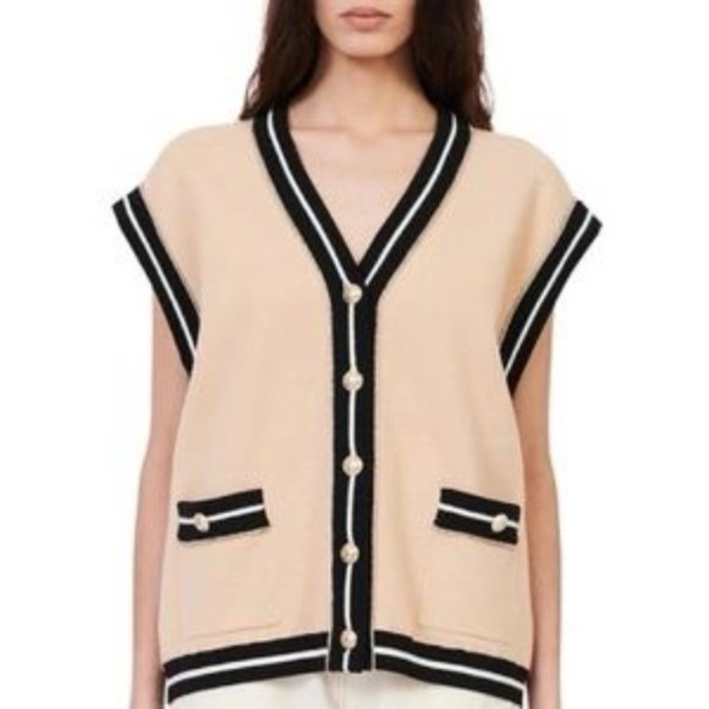 Maje Oversized Rhinestone Sweater Vest - New without tags